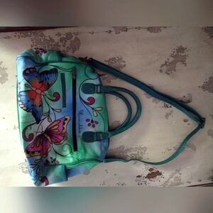 Anna by Anuschka Women's Genuine Leather Shoulder Bag - Hand Painted authentic